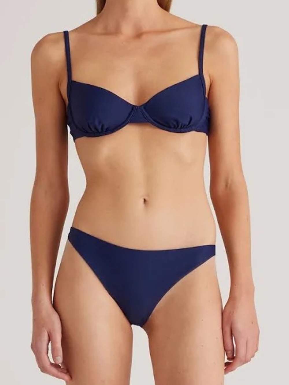 Quince Italian Demi Bikini Top XSDeep Navy Blue NEW